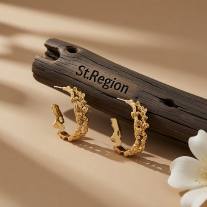 18K Gold-Plated Huggie Earrings, gold huggie earrings, elegant gift for her, front view