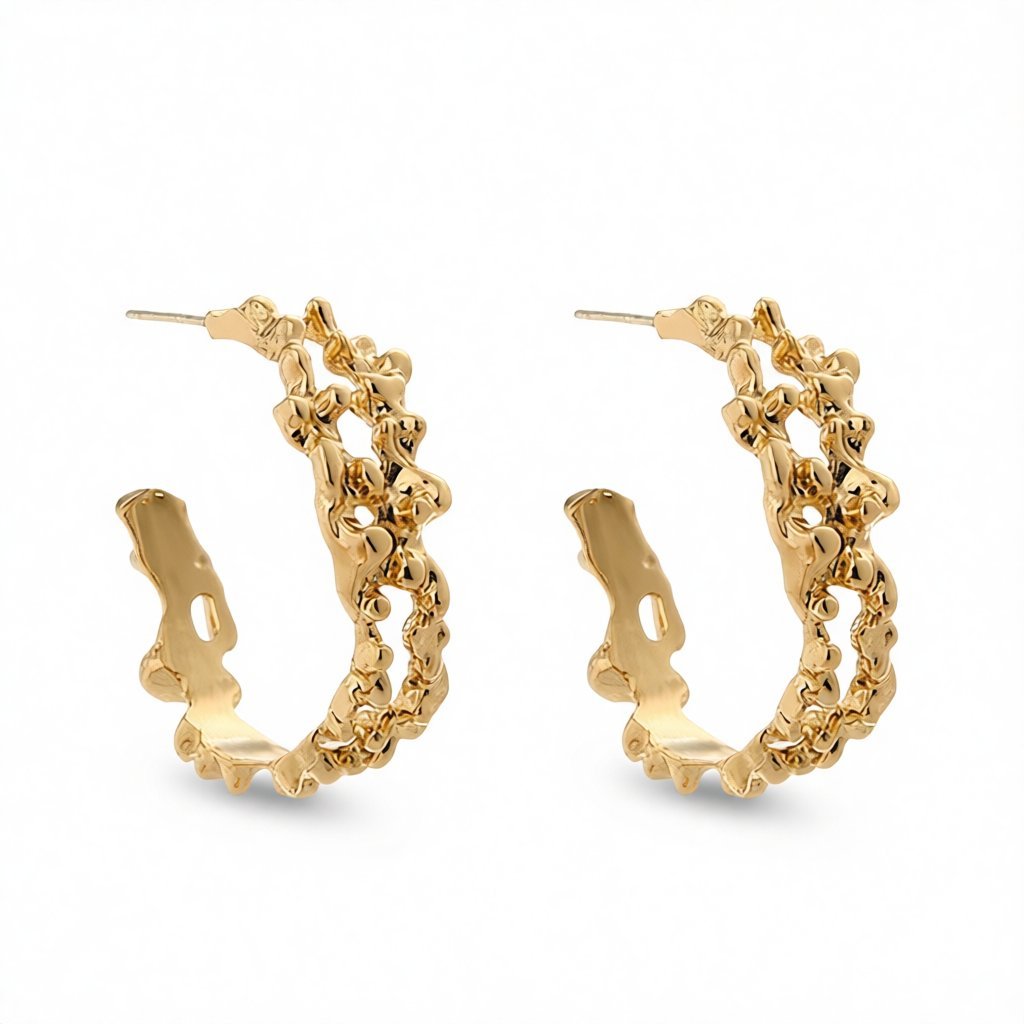 18K Gold-Plated Huggie Earrings, gold huggie earrings, elegant gift for her, side view