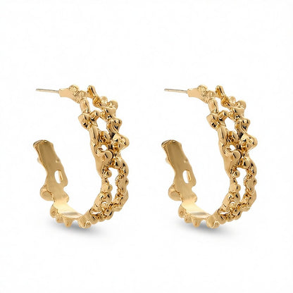 18K Gold-Plated Huggie Earrings, gold huggie earrings, elegant gift for her, side view