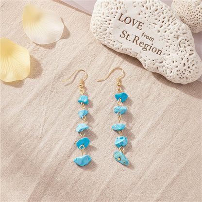 Peacock Blue Turquoise and 18K Gold-Plated Drop Earrings, gold drop earrings for women, lifestyle look