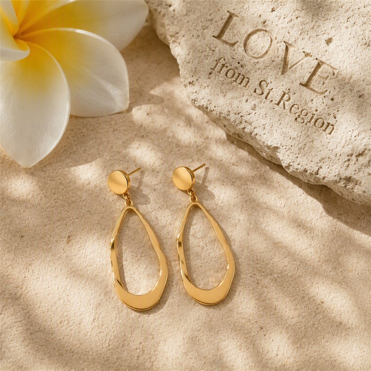 18K Gold-Plated Twisted Open Drop Earrings, gold drop earrings for women, everyday style, lifestyle look