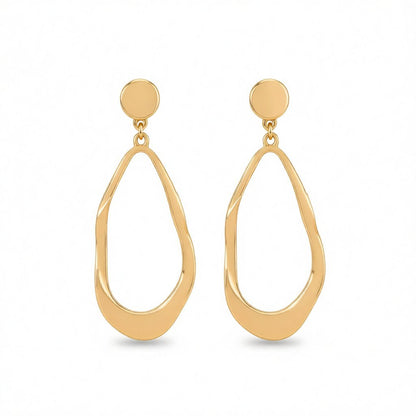 18K Gold-Plated Twisted Open Drop Earrings, gold drop earrings for women, everyday style, side view