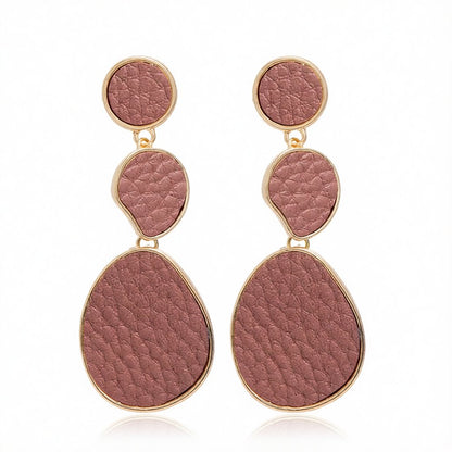 Pink Polystyrene and 18K Gold-Plated Oval Drop Earrings, gold drop earrings for women, elegant gift for her, side view
