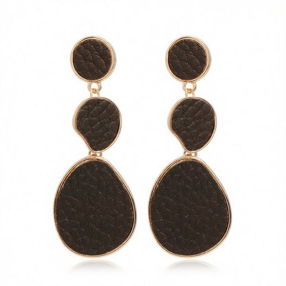 Dark Brown Polystyrene and 18K Gold-Plated Oval Drop Earrings, gold drop earrings for women, side view