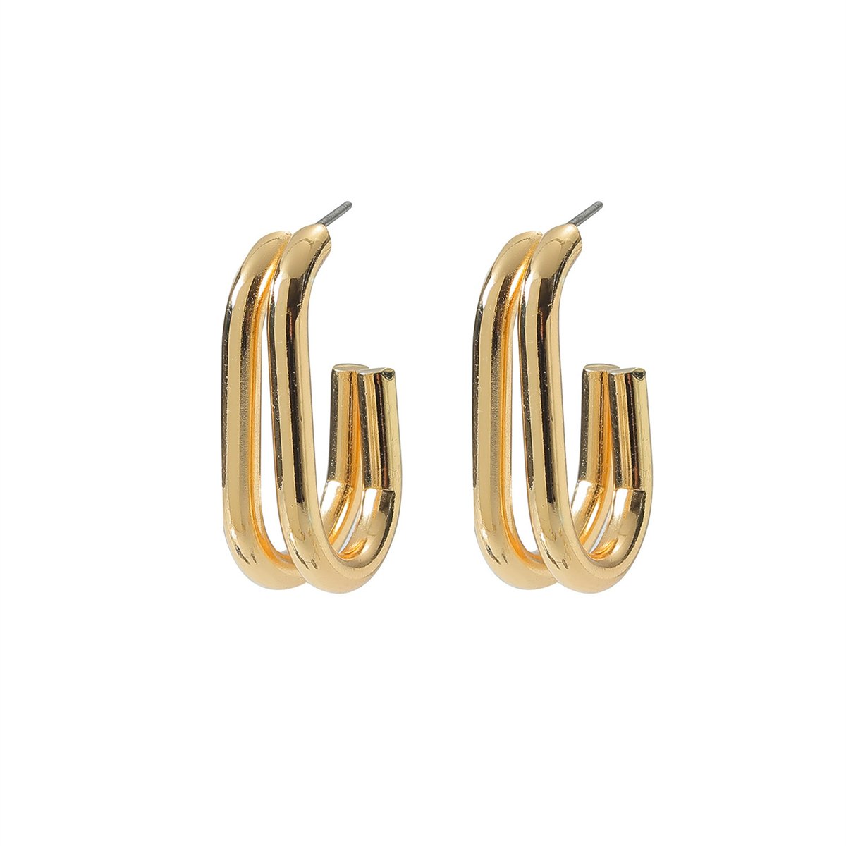 18K Gold-Plated Oval Huggie Earrings, gold huggie earrings, vintage-inspired design, side view