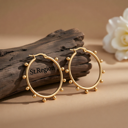 18K Gold-Plated Beaded Hoop Earrings