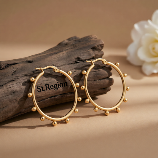 18K Gold-Plated Beaded Hoop Earrings