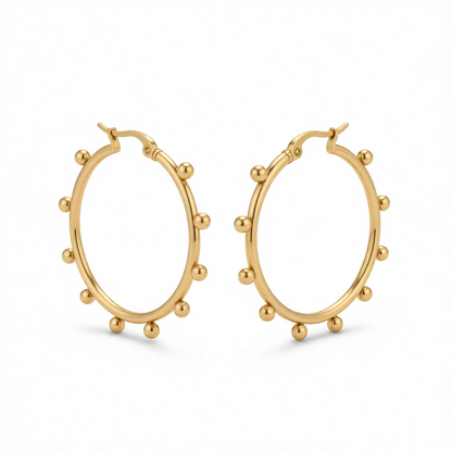18K Gold-Plated Beaded Hoop Earrings