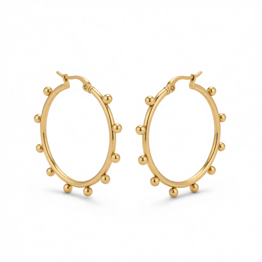 18K Gold-Plated Beaded Hoop Earrings