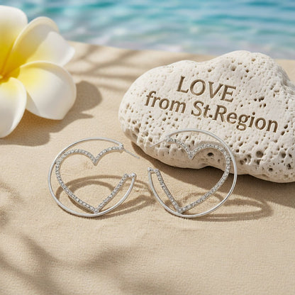 Cubic Zirconia and Silver-Plated Heart Huggie Earrings, silver huggie earrings, dainty minimalist design, lifestyle look