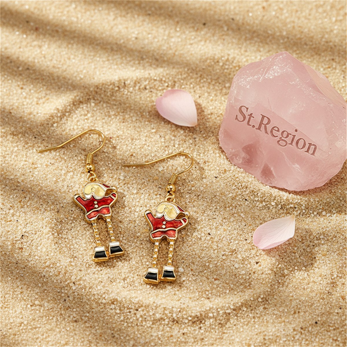 Red Enamel & 18K Gold-Plated Santa Drop Earrings