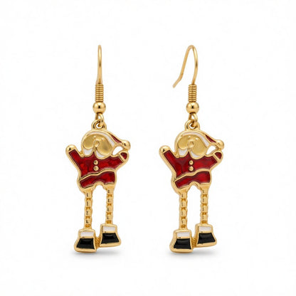 Red Enamel & 18K Gold-Plated Santa Drop Earrings