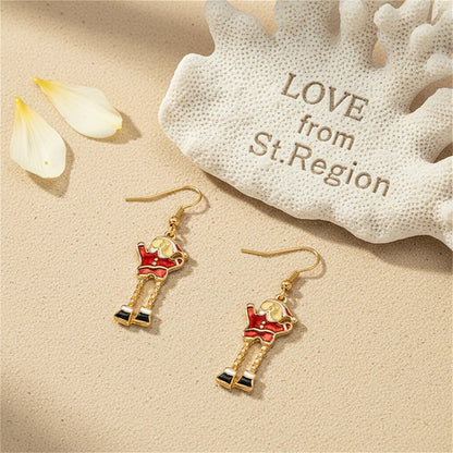 Red Enamel & 18K Gold-Plated Santa Drop Earrings