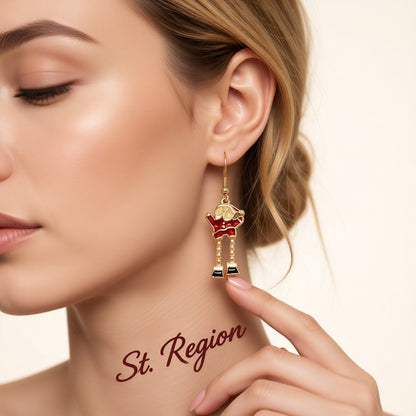 Red Enamel & 18K Gold-Plated Santa Drop Earrings