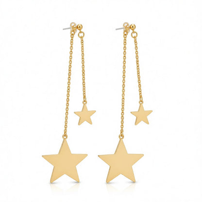 18K Gold-Plated Star Drop Earrings, botanical inspired, side view