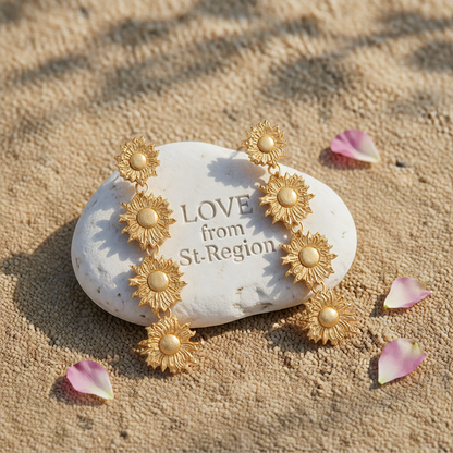 18K Gold-Plated Linked Sunflower Drop Earrings