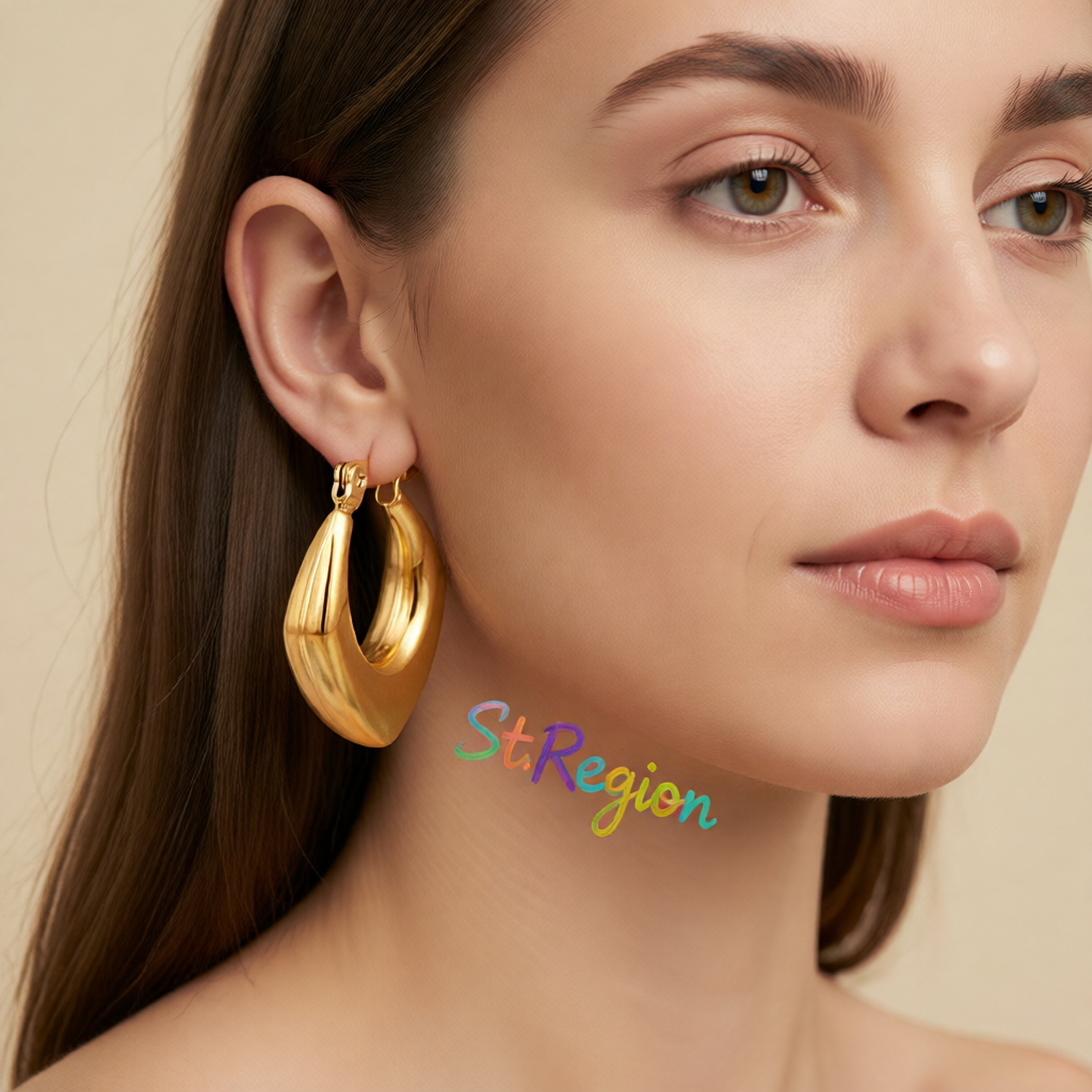 18K Gold-Plated Rhombus Hoop Earrings