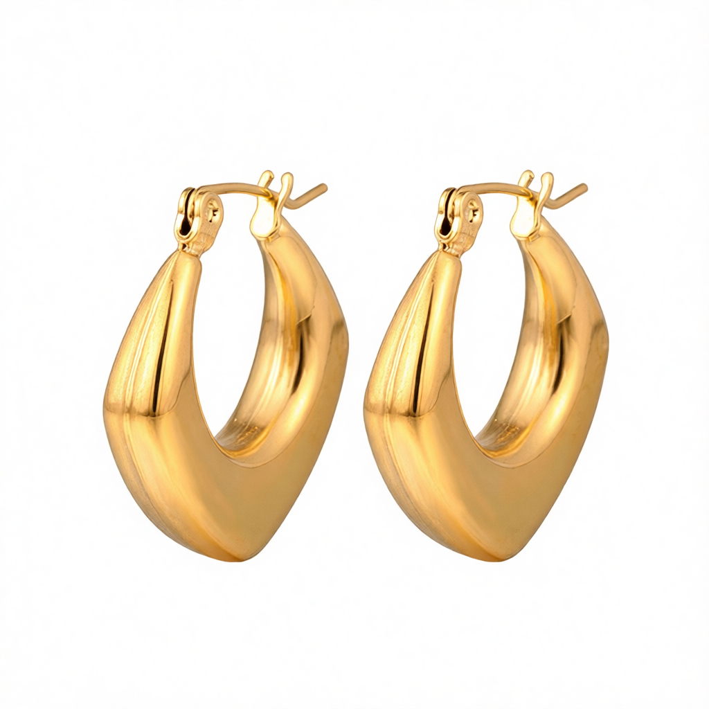 18K Gold-Plated Rhombus Hoop Earrings