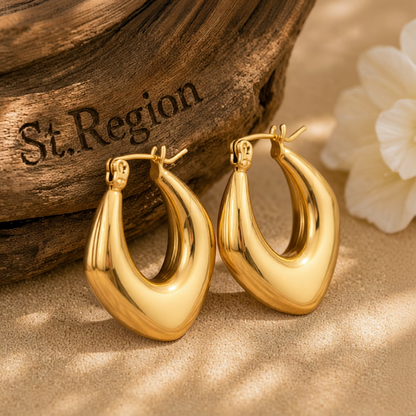 18K Gold-Plated Rhombus Hoop Earrings