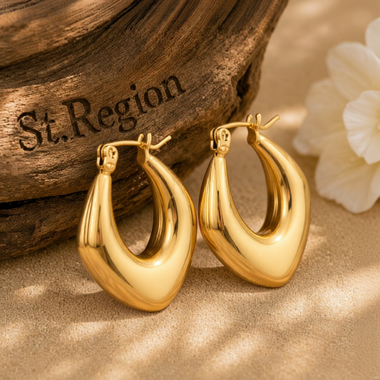18K Gold-Plated Rhombus Hoop Earrings