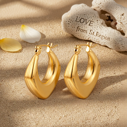 18K Gold-Plated Rhombus Hoop Earrings