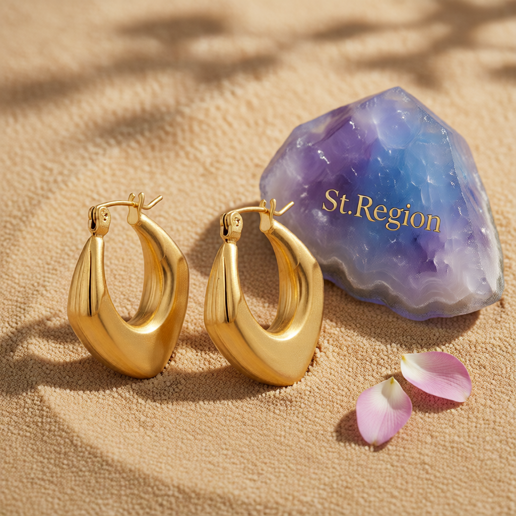 18K Gold-Plated Rhombus Hoop Earrings