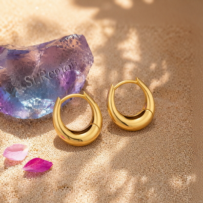 18K Gold-Plated U-Shape Huggie Earrings