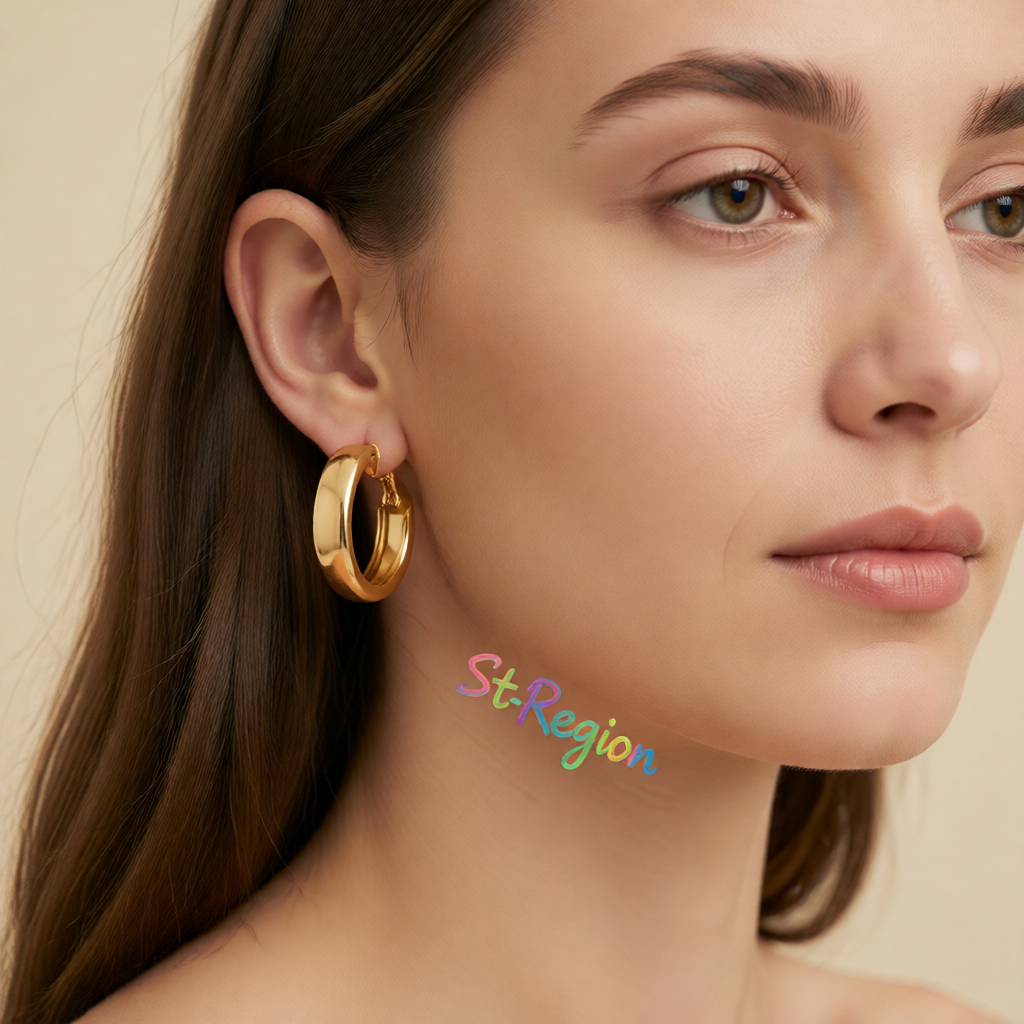 18K Gold-Plated Thick Hoop Earrings
