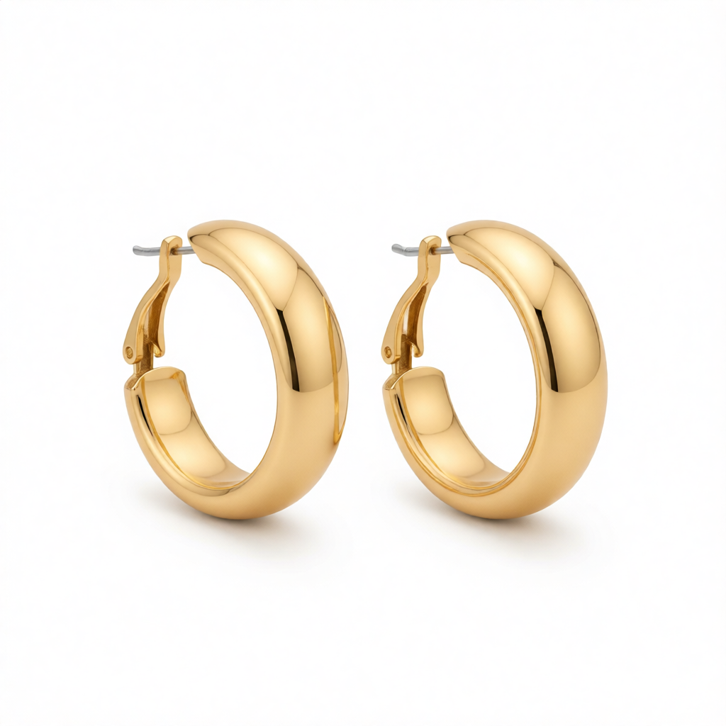 18K Gold-Plated Thick Hoop Earrings