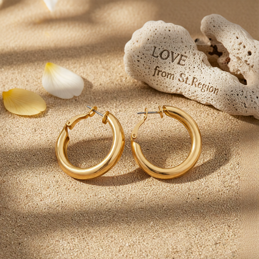 18K Gold-Plated Thick Hoop Earrings