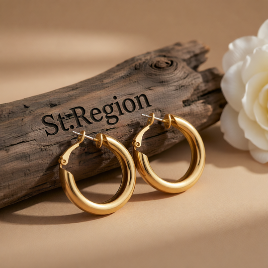 18K Gold-Plated Thick Hoop Earrings
