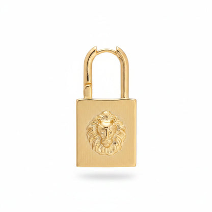 18K Gold-Plated Lion Lock Drop Earrings, gold huggie earrings, everyday style, side view