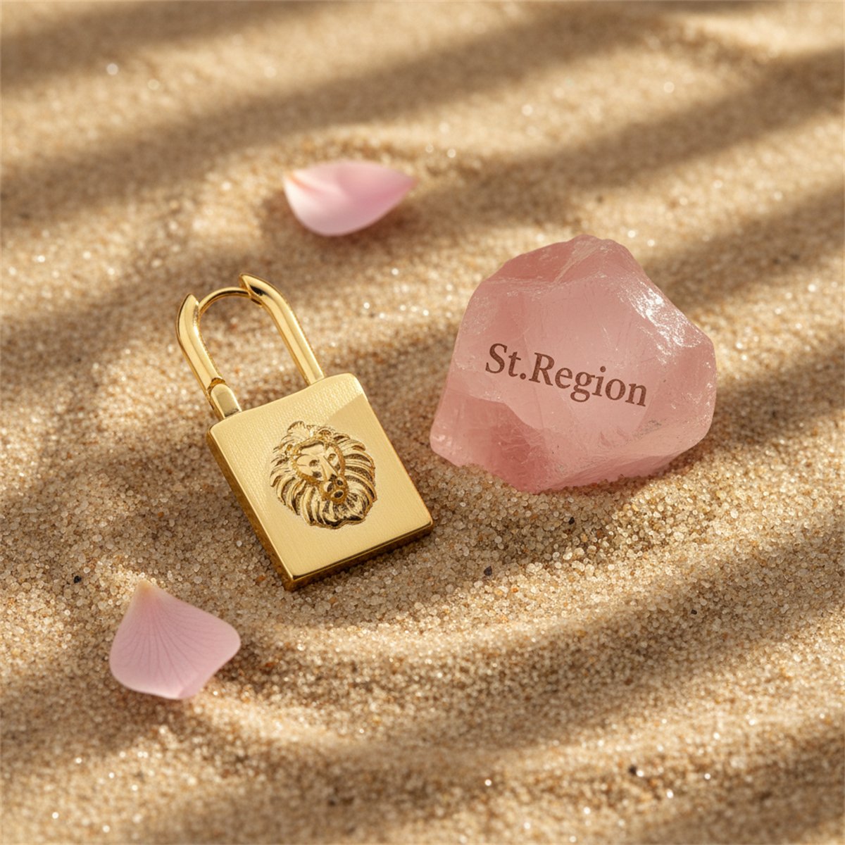 18K Gold-Plated Lion Lock Drop Earrings, gold huggie earrings, everyday style, detail close-up