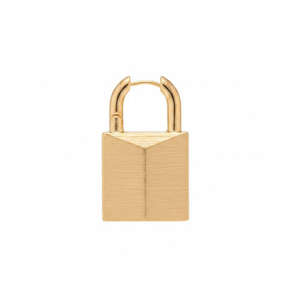 18K Gold-Plated Lock Drop Earrings, gold drop earrings for women, elegant gift for her, side view
