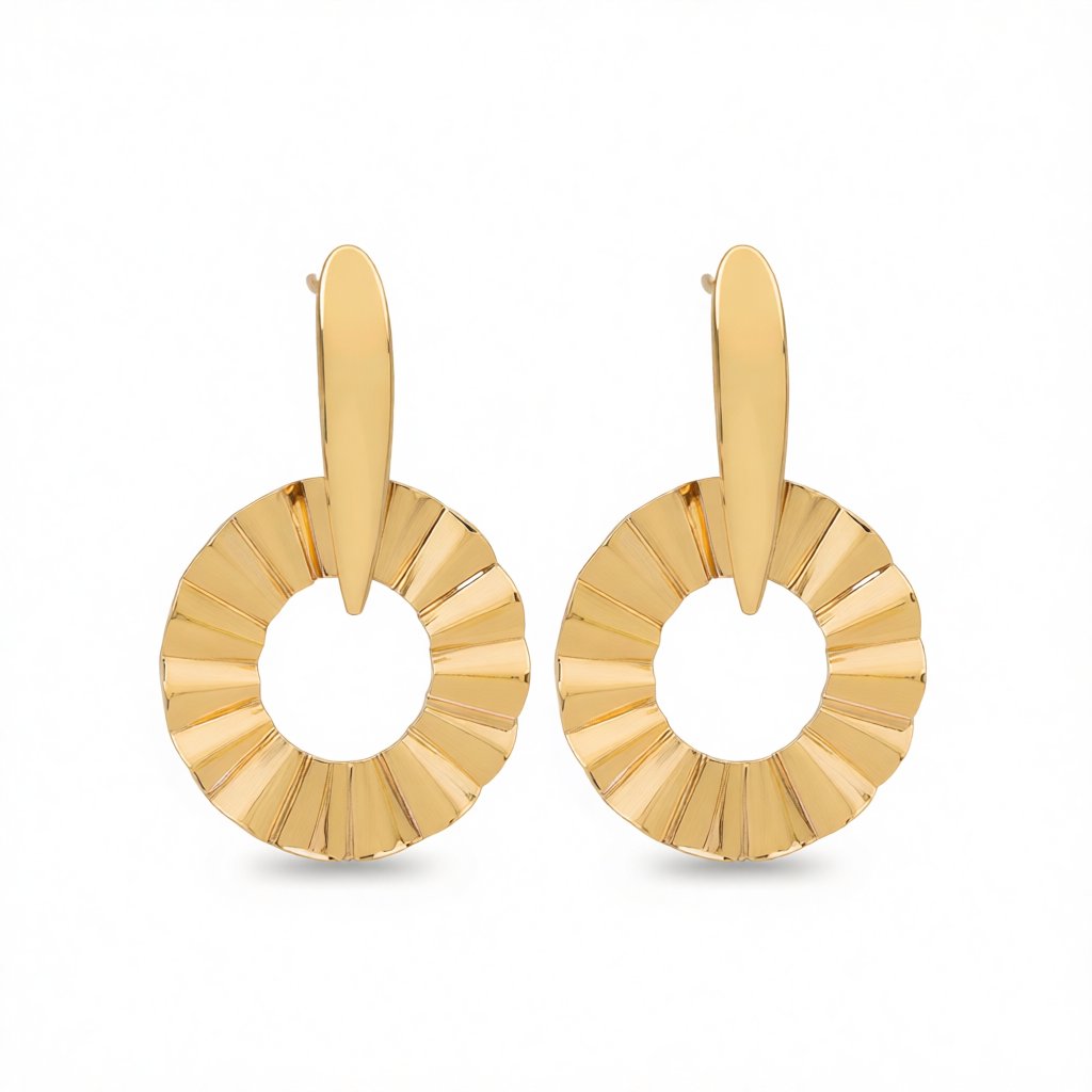 18K Gold-Plated Open Lotus Leaf Drop Earrings