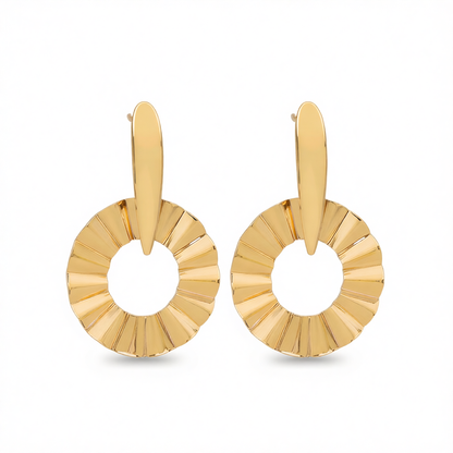 18K Gold-Plated Open Lotus Leaf Drop Earrings