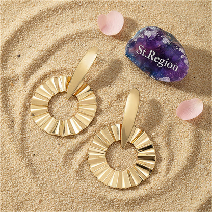 18K Gold-Plated Open Lotus Leaf Drop Earrings