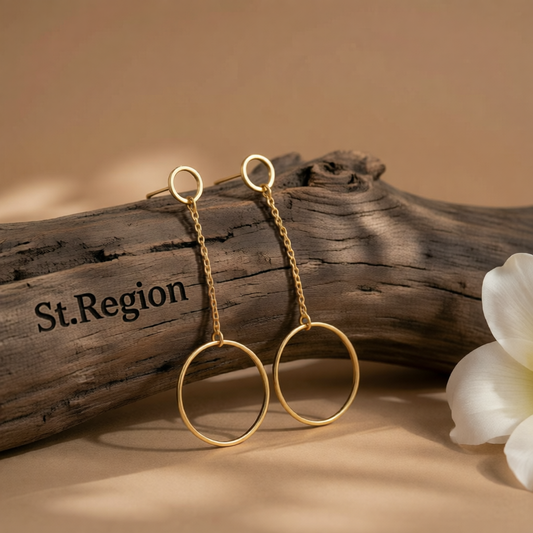 18K Gold-Plated Openwork Circles Drop Earrings