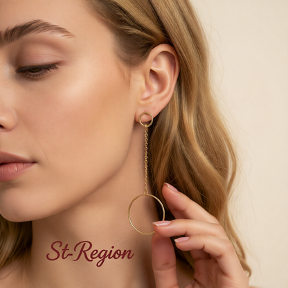 18K Gold-Plated Openwork Circles Drop Earrings