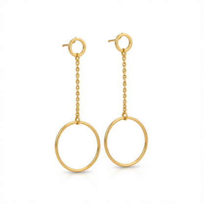 18K Gold-Plated Openwork Circles Drop Earrings