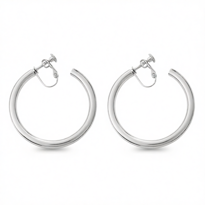 Silver-Plated Beveled Huggie Earrings