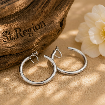 Silver-Plated Beveled Huggie Earrings