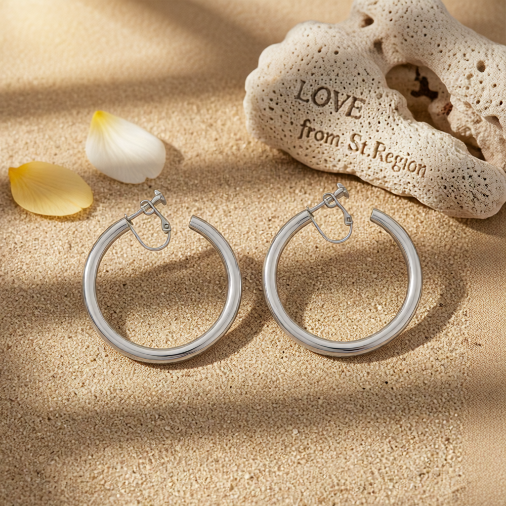 Silver-Plated Beveled Huggie Earrings