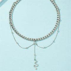 Silver-Plated Snake Layered Pendant Necklace