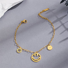 18K Gold-Plated Smiley Charm Bracelet