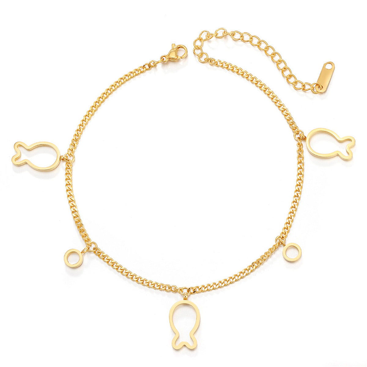 18K Gold-Plated Openwork Fish Station Anklet