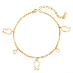 18K Gold-Plated Openwork Fish Station Anklet