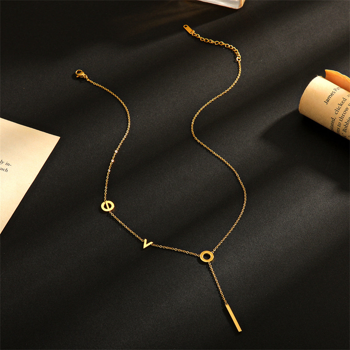 18K Gold-Plated 'Love' Lariat Necklace
