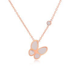 Cubic Zirconia & 18K Rose Gold-Plated Butterfly Pendant Necklace