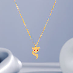 Red Enamel & 18K Gold-Plated Fox Pendant Necklace